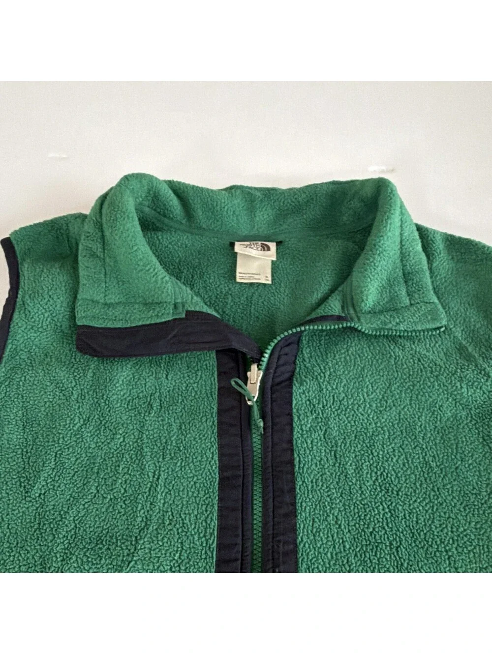 The North Face Men's Green Solid Full Zip Stand-Up Collar Logo Vest Size XL
